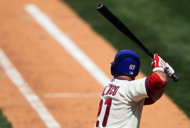 PHILADELPHIA - MAY 06:  Placido Polanco #27of the Philadelphia Phillies bats against the St. Louis Cardinals at Citizens Bank Park on May 6, 2010 in Philadelphia, Pennsylvania.  (Photo by Jim McIsaac/Getty Images)