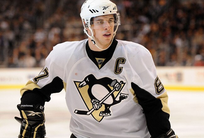 LOS ANGELES, CA - NOVEMBER 05:  Sidney Crosby #87 of the Pittsburgh Penguins watches play against the Los Angeles Kings during the game at the Staples Center on November 5, 2009 in Los Angeles, California.  (Photo by Harry How/Getty Images)