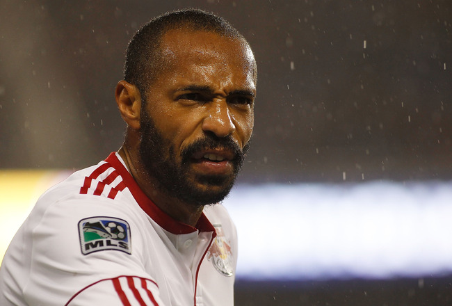 HARRISON, NJ - APRIL 16: Thierry Henry #14 of the New York Red Bulls looks on against the San Jose Earthquakes on April 16, 2011 at Red Bull Arena in Harrison, New Jersey. (Photo by Mike Stobe/Getty Images for New York Red Bull)  (Photo by Mike Stobe/Getty Images for New York Red Bulls)