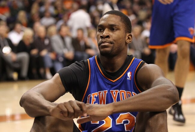 PHOENIX, AZ - JANUARY 07:  Toney Douglas #23 of the New York Knicks during the NBA game against the Phoenix Suns at US Airways Center on January 7, 2011 in Phoenix, Arizona.  NOTE TO USER: User expressly acknowledges and agrees that, by downloading and or using this photograph, User is consenting to the terms and conditions of the Getty Images License Agreement.  (Photo by Christian Petersen/Getty Images)