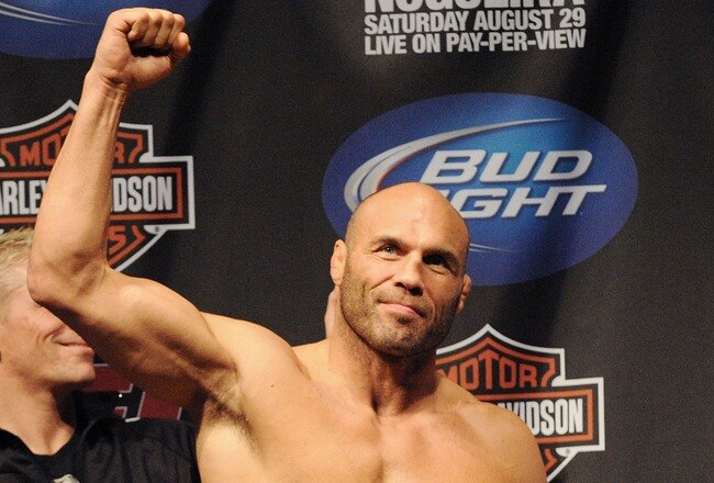 PORTLAND, OR - AUGUST 28: UFC heavyweight fighter Randy Couture weighs in at the UFC 102: Couture vs. Nogueira Weigh-In at the Rose Garden Arena on August 28, 2009 in Portland, Oregon. (Photo by Jon Kopaloff/Getty Images)
