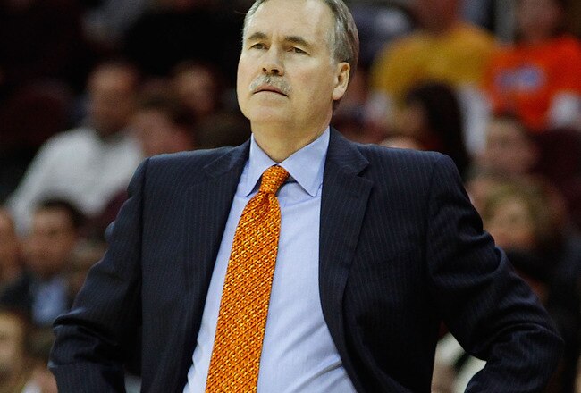 CLEVELAND - FEBRUARY 25:  Head coach Mike D'Antoni of the New York Knicks watches his team play against the Cleveland Cavaliers during the game on February 25, 2011 at Quicken Loans Arena in Cleveland, Ohio. NOTE TO USER: User expressly acknowledges and agrees that, by downloading and/or using this Photograph, user is consenting to the terms and conditions of the Getty Images License Agreement.  (Photo by Jared Wickerham/Getty Images)
