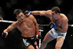 LOS ANGELES, CA - OCTOBER 24:  UFC Light Heavyweight Champion Lyoto Machida (R) battles with UFC Light Heavyweight challenger Mauricio Rua (L) during their title fight at UFC 104 at Staples Center on October 24, 2009 in Los Angeles, California.  (Photo by Jon Kopaloff/Getty Images)