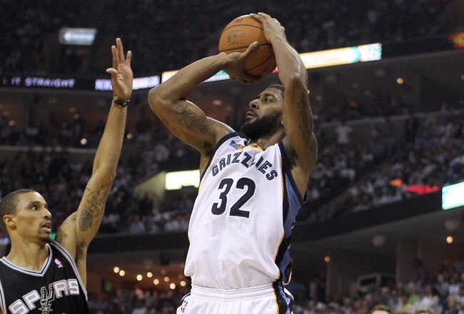 MEMPHIS, TN - APRIL 25:  O.J. Mayo #32 of the   Memphis Grizzlies shoots the ball during the game against the San Antonio Spurs in Game Four of the Western Conference Quarterfinals in the 2011 NBA Playoffs at FedExForum on April 25, 2011 in Memphis, Tennessee. NOTE TO USER: User expressly acknowledges and agrees that, by downloading and/or using this Photograph, User is consenting to the terms and conditions of the Getty Images License Agreement.  (Photo by Andy Lyons/Getty Images)