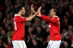 MANCHESTER, ENGLAND - APRIL 12:  Javier Hernandez of Manchester United celebrates scoring the opening goal with team mate Ryan Giggs (L) during the UEFA Champions League Quarter Final second leg match between Manchester United and Chelsea at Old Trafford on April 12, 2011 in Manchester, England.  (Photo by Alex Livesey/Getty Images)