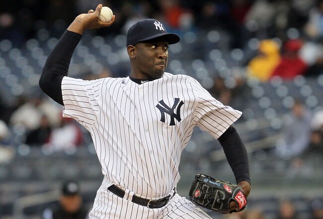 NEW YORK, NY - APRIL 16:  Rafael Soriano #29 of the New York Yankees pitches during the eighth inning against the Texas Rangers on April 16, 2011 at Yankee Stadium in the Bronx borough of New York City. The Yankees defeated the Rangers 5-2.  (Photo by Jim McIsaac/Getty Images)