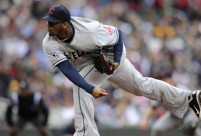 MINNEAPOLIS, MN - APRIL 23: Fausto Carmona #55 of the Cleveland Indians pitches against the Minnesota Twins during the first inning of their game on April 23, 2011 at Target Field in Minneapolis, Minnesota. (Photo by Hannah Foslien/Getty Images)