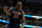 ANAHEIM, CA - MARCH 26:  Derrick Williams #23 of the Arizona Wildcats reacts after a dunk against of the Connecticut Huskies during the west regional final of the 2011 NCAA men's basketball tournament at the Honda Center on March 26, 2011 in Anaheim, California.  (Photo by Kevork Djansezian/Getty Images)