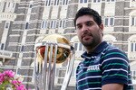 MUMBAI, INDIA - APRIL 03:  Yuvraj Singh of the Indian cricket team poses with the  ICC Cricket World Cup Trophy during a photo call at the Taj Palace Hotel on April 3, 2011 in Mumbai, India.  (Photo by Ritam Banerjee/Getty Images)