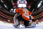 PHILADELPHIA, PA - APRIL 26:  Brian Boucher #33 of the Philadelphia Flyers defends against the Buffalo Sabres in the first period of Game Seven of the Eastern Conference Quarterfinals during the 2011 NHL Stanley Cup Playoffs at Wells Fargo Center on April 26, 2011 in Philadelphia, Pennsylvania.  (Photo by Bruce Bennett/Getty Images)