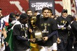 SANDY, UT - APRIL 27: Players of Monterrey Mexico celebrate their win over Real Salt Lake during the second half of the CONCACAF Championship game April 27, 2011 at Rio Tinto Stadium in Sandy, Utah. Monterrey beat Real Salt Lake 1-0 to win the CONCACAF championship. (Photo by George Frey/Getty Images)