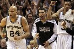 SAN ANTONIO, TX - APRIL 20:  Forward Richard Jefferson #24 of the San Antonio Spurs reacts after making a three-point shot against the Memphis Grizzlies in Game Two of the Western Conference Quarterfinals in the 2011 NBA Playoffs on April 20, 2011 at AT&T Center in San Antonio, Texas.  NOTE TO USER: User expressly acknowledges and agrees that, by downloading and or using this photograph, User is consenting to the terms and conditions of the Getty Images License Agreement.  (Photo by Ronald Martinez/Getty Images)