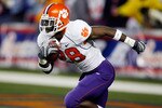 ATLANTA - DECEMBER 31:  C.J. Spiller #28 of the Clemson University Tigers runs down the field during the Chick-Fil-A Bowl on December 31, 2007 at the Georgia Dome in Atlanta, Georgia.  (Photo by Chris Graythen/Getty Images)