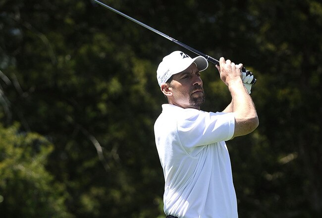 BEDMINSTER, NJ - APRIL 23:  John Smoltz watches a shot during a taping of 'Trump's Fabulous World of Golf' at the Trump National Golf Club on April 23, 2010 in Bedminster, New Jersey.  (Photo by Jeff Zelevansky/Getty Images for the Golf Channel)
