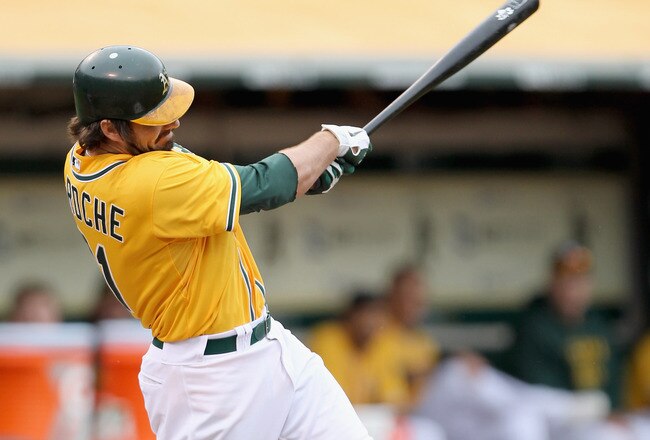 OAKLAND, CA - APRIL 20:  Andy LaRoche #21 of the Oakland Athletics in action against the Boston Red Sox at Oakland-Alameda County Coliseum on April 20, 2011 in Oakland, California.  (Photo by Ezra Shaw/Getty Images)