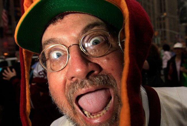 NEW YORK, NY - APRIL 28:  A fan of the Washington Redskins shows support for his team outside Radio City Music Hall prior to the start of the 2011 NFL Draft at Radio City Music Hall on April 28, 2011 in New York City.  (Photo by Chris Trotman/Getty Images)