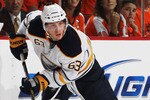 PHILADELPHIA, PA - APRIL 26:  Tyler Ennis #63 of the Buffalo Sabres controls the puck against the Philadelphia Flyers in Game Seven of the Eastern Conference Quarterfinals during the 2011 NHL Stanley Cup Playoffs at Wells Fargo Center on April 26, 2011 in Philadelphia, Pennsylvania.  (Photo by Bruce Bennett/Getty Images)
