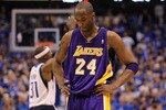DALLAS, TX - MAY 06:  Guard Kobe Bryant #24 of the Los Angeles Lakers reacts during a 98-92 loss against the Dallas Mavericks in Game Three of the Western Conference Semifinals during the 2011 NBA Playoffs on May 6, 2011 at American Airlines Center in Dallas, Texas.  NOTE TO USER: User expressly acknowledges and agrees that, by downloading and or using this photograph, User is consenting to the terms and conditions of the Getty Images License Agreement.  (Photo by Ronald Martinez/Getty Images)