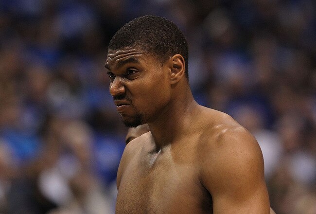 DALLAS, TX - MAY 08:  Andrew Bynum #17 of the Los Angeles Lakers is ejected from play against the Dallas Mavericks in Game Four of the Western Conference Semifinals during the 2011 NBA Playoffs on May 8, 2011 at American Airlines Center in Dallas, Texas.  NOTE TO USER: User expressly acknowledges and agrees that, by downloading and or using this photograph, User is consenting to the terms and conditions of the Getty Images License Agreement.  (Photo by Ronald Martinez/Getty Images)