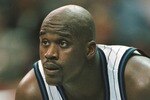 13 Feb 1996:  Center Shaquille O''neal of the Orlando Magic catches his breathe during the Magic 121-93 win over the Denver Nuggets at Orlando Arena in Orlando, Florida. Mandatory Credit: Allsport USA/ALLSPORT
