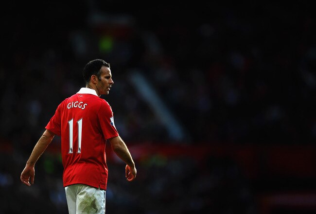MANCHESTER, ENGLAND - MARCH 19: Ryan Giggs of Manchester United looks on during the Barclays Premier League match between Manchester United and Bolton Wanderers at Old Trafford on March 19, 2011 in Manchester, England.  (Photo by Laurence Griffiths/Getty Images)