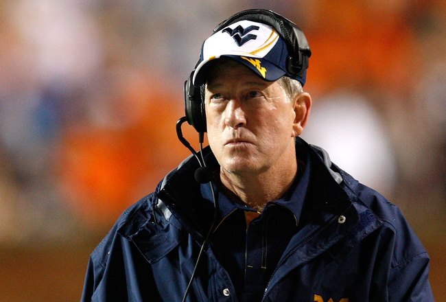 AUBURN, AL - SEPTEMBER 19:  Head coach Bill Stewart of the West Virginia Mountaineers against the Auburn Tigers at Jordan-Hare Stadium on September 19, 2009 in Auburn, Alabama.  (Photo by Kevin C. Cox/Getty Images)