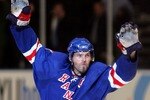 NEW YORK - MAY 01:  Jaromir Jagr #68 of the New York Rangers acknowledges the crowd after being named the second star after his team defeated the Pittsburgh Penguins 3-0 in Game 4 of the Eastern Conference Semifinals of the 2008 NHL Stanley Cup Playoffs at Madison Square Garden on May 1, 2008 in New York City.  The Penguins lead the series 3-1.  (Photo by Jim McIsaac/Getty Images)