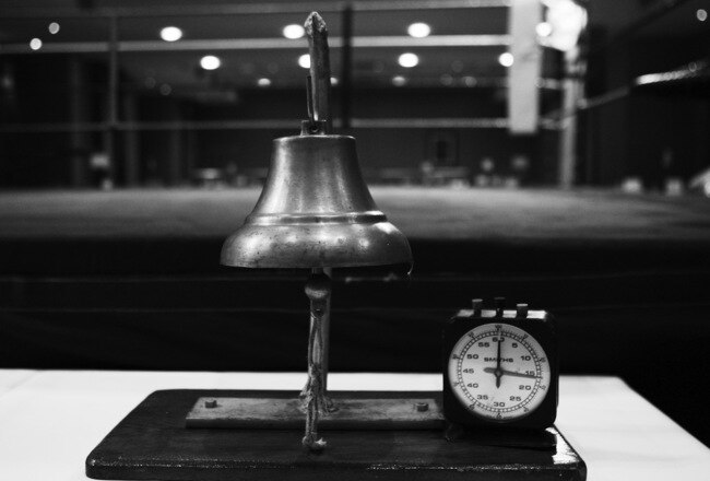 DORKING;UNITED KINGDOM- MARCH 5: The bell at a Amateur Boxing night at Wotton House Hotel on March 5,2011 in Dorking,England. (Photo by Mark Wieland/Getty Images)