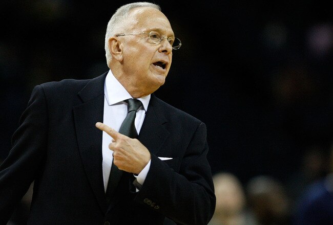 CHARLOTTE, NC - NOVEMBER 06:  Head coach Larry Brown of the Charlotte Bobcats reacts against the Atlanta Hawks during their game at Time Warner Cable Arena on November 6, 2009 in Charlotte, North Carolina. NOTE TO USER: User expressly acknowledges and agrees that, by downloading and/or using this Photograph, user is consenting to the terms and conditions of the Getty Images License Agreement. (Photo by Streeter Lecka/Getty Images)