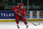 KELOWNA, CANADA - DECEMBER 28:  Alexei Emelin #2 of Team Russia passes the puck against Team Slovakia during their World Junior Hockey Championships game at Prospera Place on December 28, 2005 in Kelowna, British Columbia, Canada.  Russia defeated Slovakia 6-2. (Photo By Dave Sandford/Getty Images)
