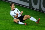 DURBAN, SOUTH AFRICA - JUNE 13:  Miroslav Klose of Germany celebrates after he scores his side's second goal during the 2010 FIFA World Cup South Africa Group D match between Germany and Australia at Durban Stadium on June 13, 2010 in Durban, South Africa.  (Photo by Jamie McDonald/Getty Images)