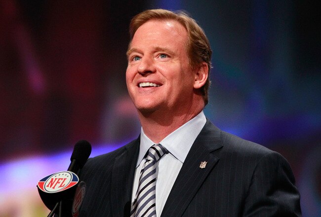 NEW YORK, NY - APRIL 28:  NFL Commissioner Roger Goodell speaks at the podium during the 2011 NFL Draft at Radio City Music Hall on April 28, 2011 in New York City.  (Photo by Chris Trotman/Getty Images)