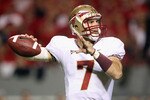 RALEIGH, NC - OCTOBER 28:  Christian Ponder #7 of the Florida State Seminoles drops back to throw a pass against the North Carolina State Wolfpack during their game at Carter-Finley Stadium on October 28, 2010 in Raleigh, North Carolina.  (Photo by Streeter Lecka/Getty Images)