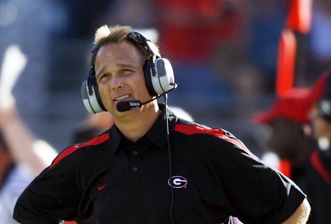 JACKSONVILLE, FL - OCTOBER 28:  Head coach Mark Richt of the Georgia Bulldogs watches his team during their game against the Florida Gators on October 28, 2006 at Alltel Stadium in Jacksonville, Florida.  (Photo by Marc Serota/Getty Images)