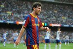 BARCELONA, SPAIN - MAY 08:  Lionel Messi of Barcelona waits for a corned kick to be taken during the La Liga match between Barcelona and Espanyol at Nou Camp on May 8, 2011 in Barcelona, Spain.  (Photo by Denis Doyle/Getty Images)