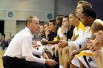 LAS VEGAS - NOVEMBER 26:  Head coach Homer Drew of the Valparaiso Crusaders talks to his players on the bench as they take on the Northern Colorado Bears during the third round of the Las Vegas Invitational at The Orleans Arena November 26, 2010 in Las Vegas, Nevada.  (Photo by Ethan Miller/Getty Images)