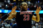 ANAHEIM, CA - MARCH 24:  Derrick Williams #23 of the Arizona Wildcats reacts after defeating the Duke Blue Devils during the west regional semifinal of the 2011 NCAA men's basketball tournament at the Honda Center on March 24, 2011 in Anaheim, California.  (Photo by Kevork Djansezian/Getty Images)
