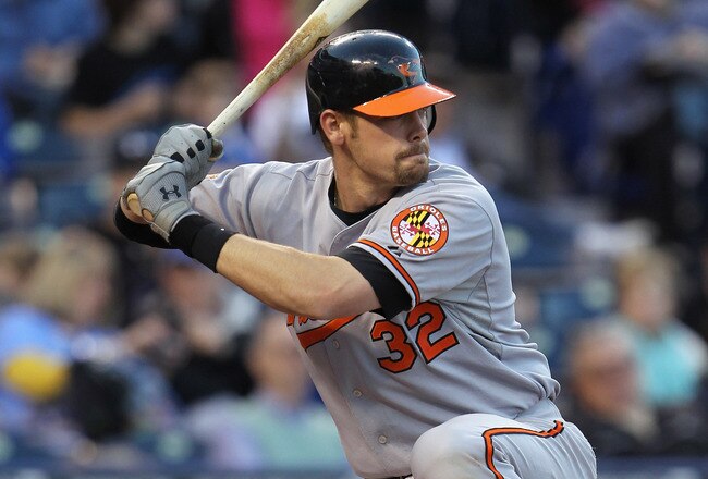 KANSAS CITY, MO - MAY 03:  Catcher Matt Wieters #32 of the Baltimore Orioles bats during the game against the Kansas City Royals on May 3, 2011 at Kauffman Stadium in Kansas City, Missouri.  (Photo by Jamie Squire/Getty Images)