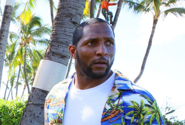HONOLULU, HI - FEBRUARY 04:  In this handout photo provided by Pepsi MAX, Baltimore Ravens linebacker Ray Lewis on the set of the Funny Or Die Pepsi MAX video on February 4, 2011 in Honolulu, Hawaii.  (Photo by Pepsi MAX via Getty Images)