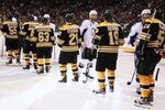 BOSTON, MA - MAY 27:  The Tampa Bay Lightning congratulate the Boston Bruins after the Bruins defeated the Lightning 1 to 0 in Game Seven of the Eastern Conference Finals during the 2011 NHL Stanley Cup Playoffs at TD Garden on May 27, 2011 in Boston, Massachusetts.  (Photo by Elsa/Getty Images)