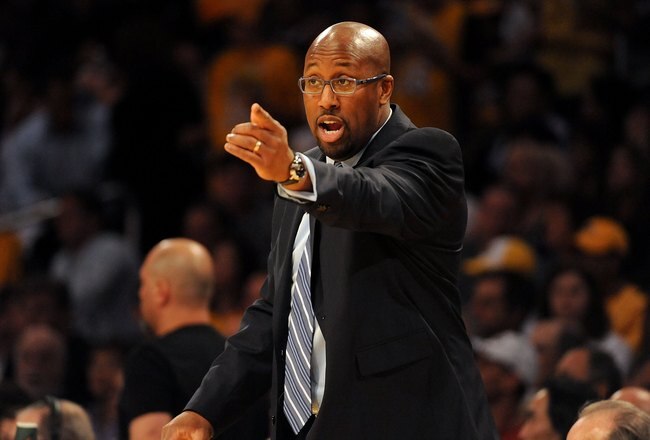 LOS ANGELES, CA - JANUARY 19:  Head Coach Mike Brown of the Cleveland Cavaliers shouts from the sidelines during the game against the Los Angeles Lakers at Staples Center on January 19, 2009 in Los Angeles, California.  The Lakers defeated the Cavaliers 105-88.  (Photo by Harry How/Getty Images)