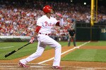 PHILADELPHIA - SEPTEMBER 25: Right fielder Domonic Brown #9 of the Philadelphia Phillies bats during a game against the New York Mets at Citizens Bank Park on September 25, 2010 in Philadelphia, Pennsylvania. The Mets won 5-2. (Photo by Hunter Martin/Getty Images)