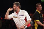 FRIMLEY, ENGLAND - JANUARY 09:  Martin Adams of England (L) plays in the BDO World Darts Championship final against Dean Winstanley of England (R) at the Lakeside Country Club on January 9, 2011 in Frimley Green, England. The reigning champion Martin Adams is attempting to secure his third championship and claim the 100,000 GBP first prize.  (Photo by Oli Scarff/Getty Images)