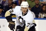 TAMPA, FL - APRIL 20: Alex Kovalev #72 of the Pittsburgh Penguins skates with the puck against the Tampa Bay Lightning in Game Four of the Eastern Conference Quarterfinals during the 2011 NHL Stanley Cup Playoffs at the St. Pete Times Forum on April 20, 2011 in Tampa, Florida. (Photo by Eliot J. Schechter/Getty Images)
