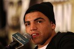 LAS VEGAS - DECEMBER 11:  Victor Ortiz answers questions during the post-fight news conference after his majority decision draw against Lamont Petersen during the super lightweight fight at Mandalay Bay Events Center on December 11, 2010 in Las Vegas, Nevada.  (Photo by Scott Heavey/Getty Images)