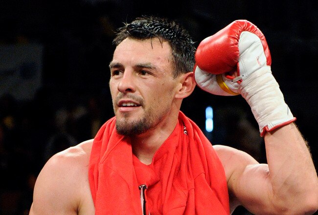 LAS VEGAS - JULY 31:  Robert Guerrero celebrates his unanimous-decision victory over Joel Casamayor in their junior welterweight fight at the Mandalay Bay Events Center July 31, 2010 in Las Vegas, Nevada.  (Photo by Ethan Miller/Getty Images)
