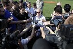 PORT ST. LUCIE, FL - FEBRUARY 17:  Owner Fred Wilpon of the New York Mets addresses the media during spring training at Tradition Field on February 17, 2011 in Port St. Lucie, Florida.  (Photo by Marc Serota/Getty Images)