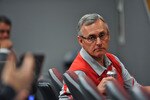 COLUMBUS, OH - MARCH 30:  Head Coach Jim Tressel listens to a member of the media during a press conference before the start of Spring practices at the Woody Hayes Athletic Center at The Ohio State University on March 30, 2011 in Columbus, Ohio. (Photo by Jamie Sabau/Getty Images)