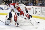 PITTSBURGH, PA - MARCH 27: Tomas Vokoun #29 of the Florida Panthers pushed a puck to the corner against the Pittsburgh Penguins at Consol Energy Center on March 27, 2011 in Pittsburgh, Pennsylvania. (Photo by Justin K. Aller/Getty Images)