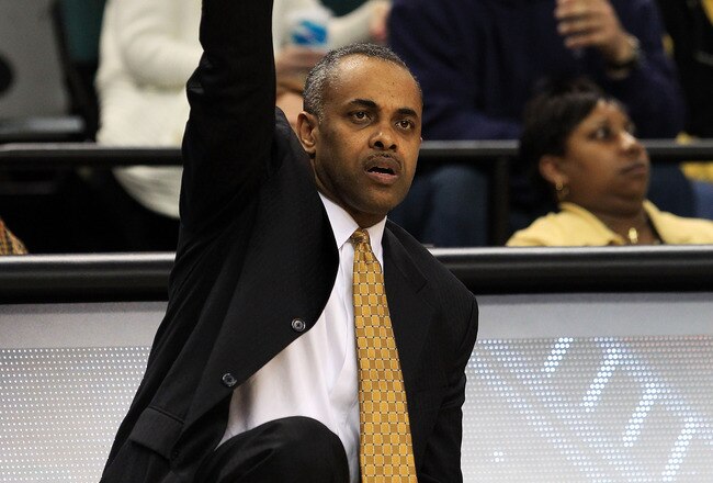 GREENSBORO, NC - MARCH 10:  Head coach Paul Hewitt of the Georgia Tech Yellow Jackets communicates with his team during the first half of the game against the Virginia Tech Hokies in the first round of the 2011 ACC men's basketball tournament at the Greensboro Coliseum on March 10, 2011 in Greensboro, North Carolina.  (Photo by Streeter Lecka/Getty Images)